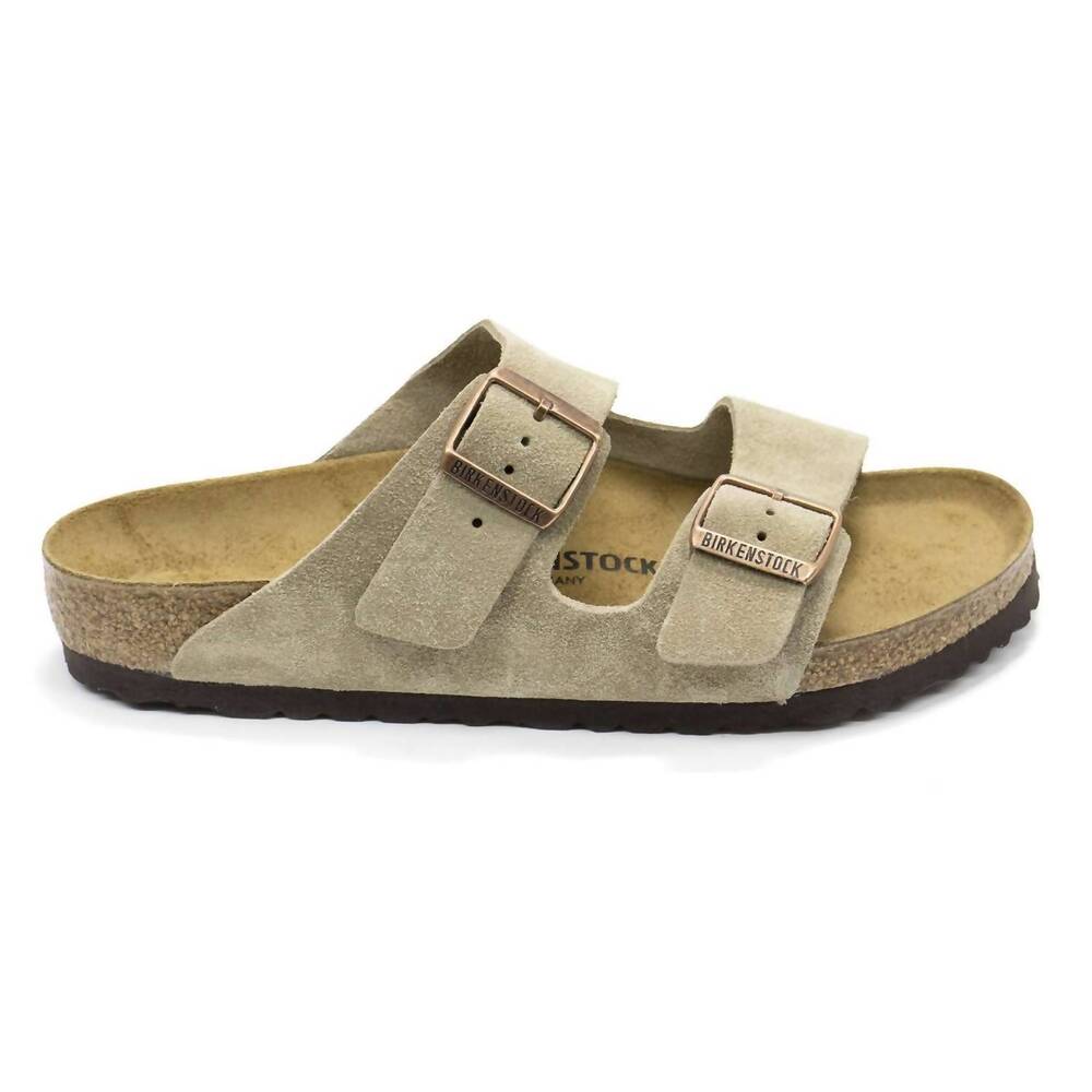NEW BIRKENSTOCK men's arizona suede sandals in taupe